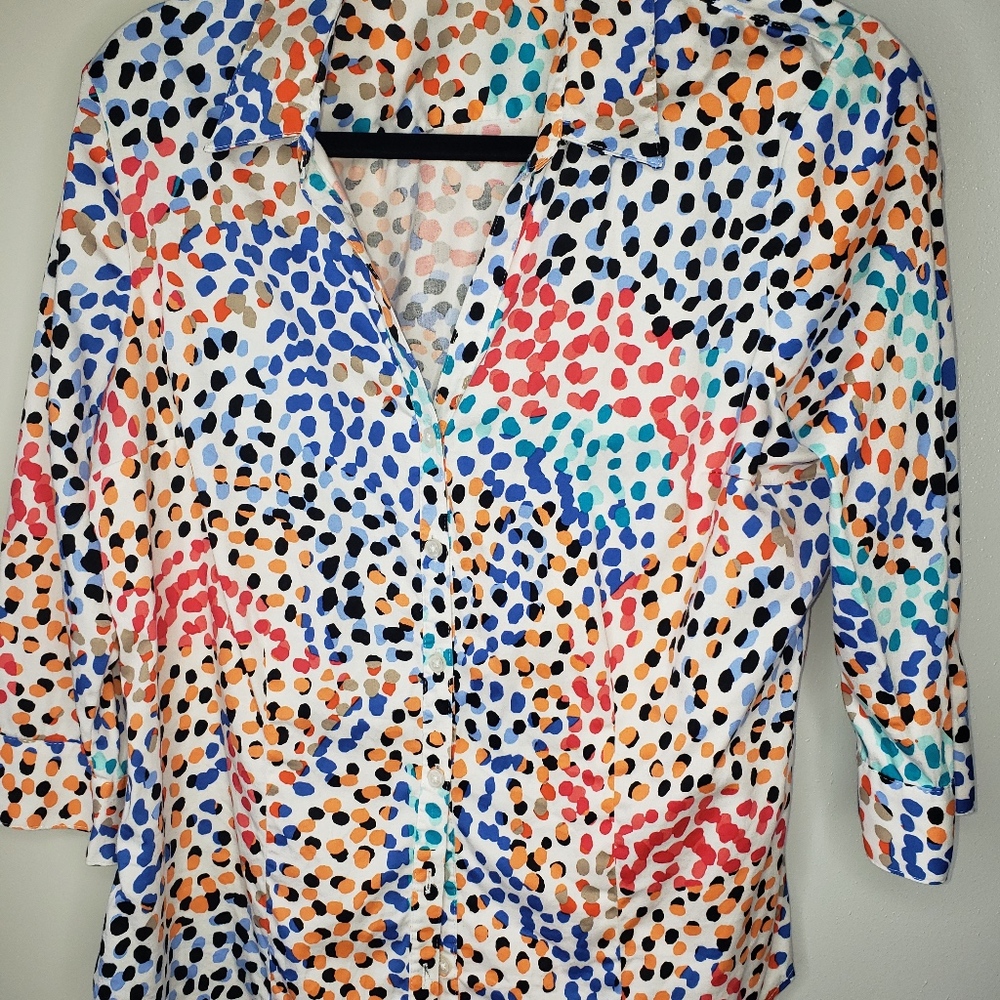 Dana Buchman Vintage Stretch Cotton Blouse Size L